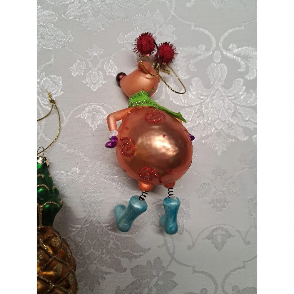 Glass Christmas Ornaments Set Of 3